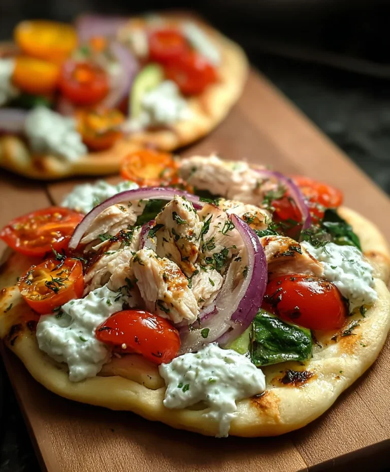 Tzatziki Chicken Naan Pizza – Fresh Veggie Delight