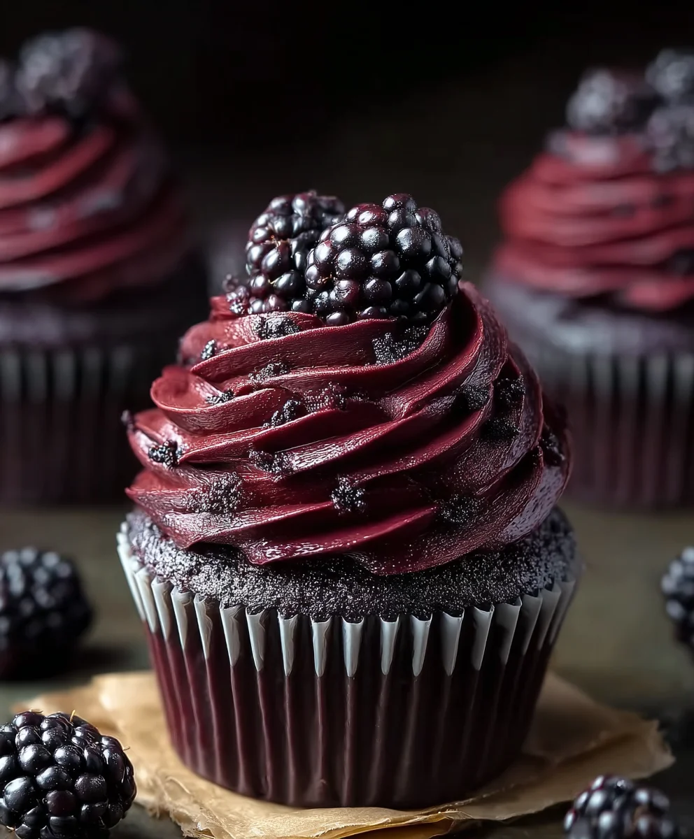 Dark Chocolate Blackberry Cupcakes - Rich & Delicious