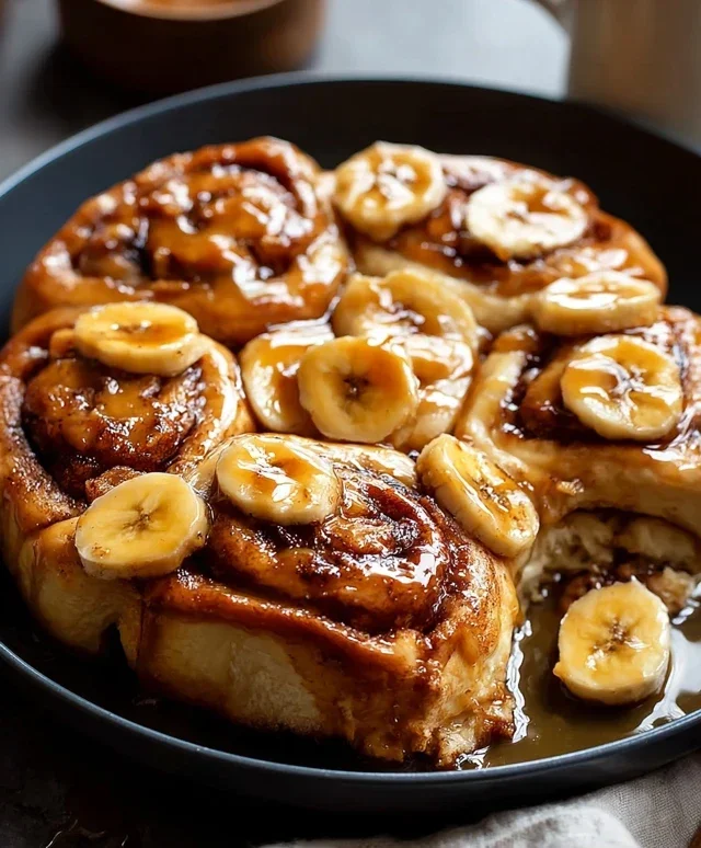 Bananas Foster Cinnamon Rolls