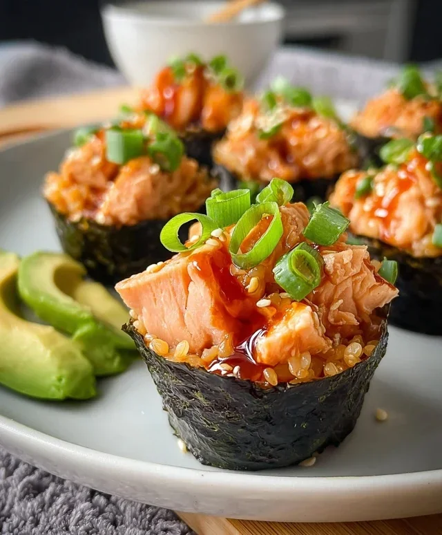 Spicy Salmon Sushi Cups