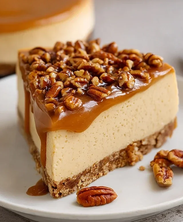 Vegan Caramel Pecan Cheesecake