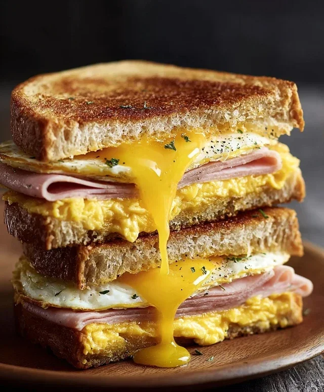 Egg and Beef Beef Ham Breakfast Sandwich