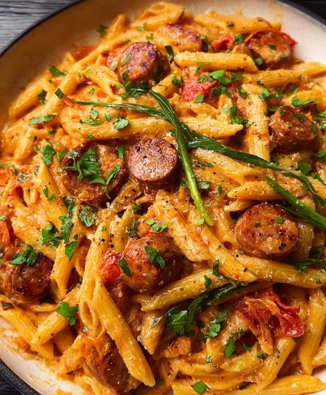 One Pot Creamy Cajun Sausage Pasta (30-Minutes)