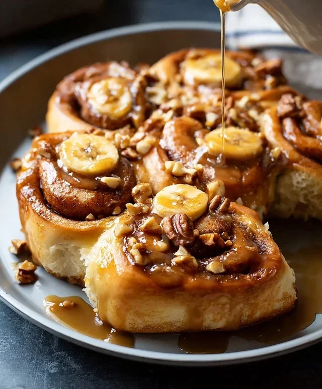 Bananas Foster Cinnamon Rolls
